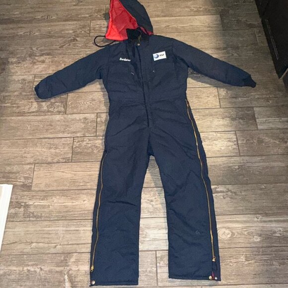 VINTAGE WearGuard Coveralls Hood Small Short Blue Canvas Insulated USA "AT &T" - Picture 3 of 12